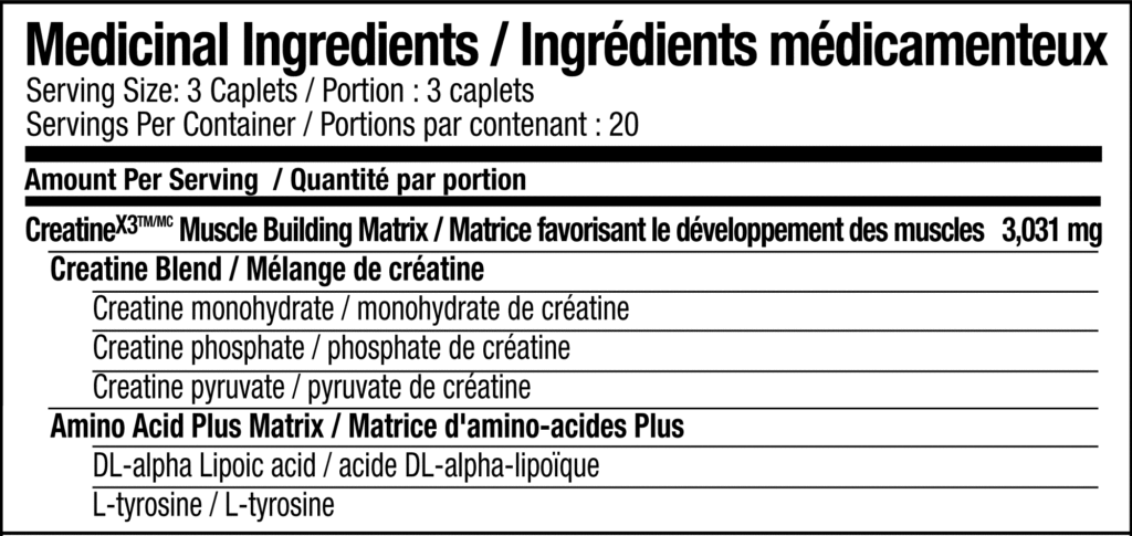 Product Information: Creatine X3 Pills - 60 Count