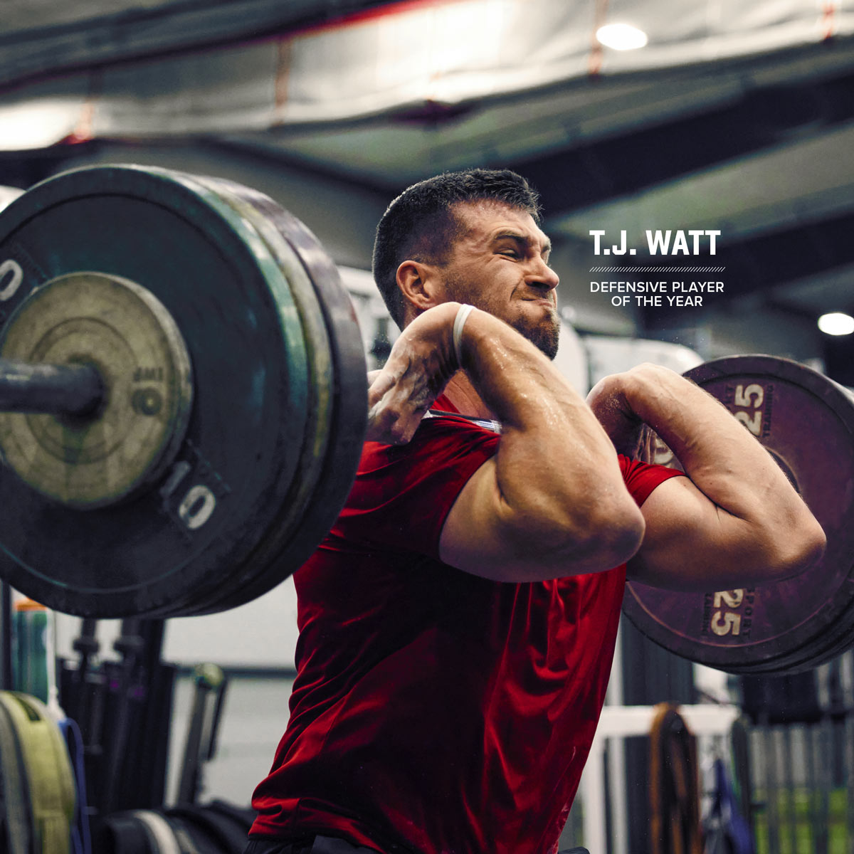 T.J. Watt doing a front squat