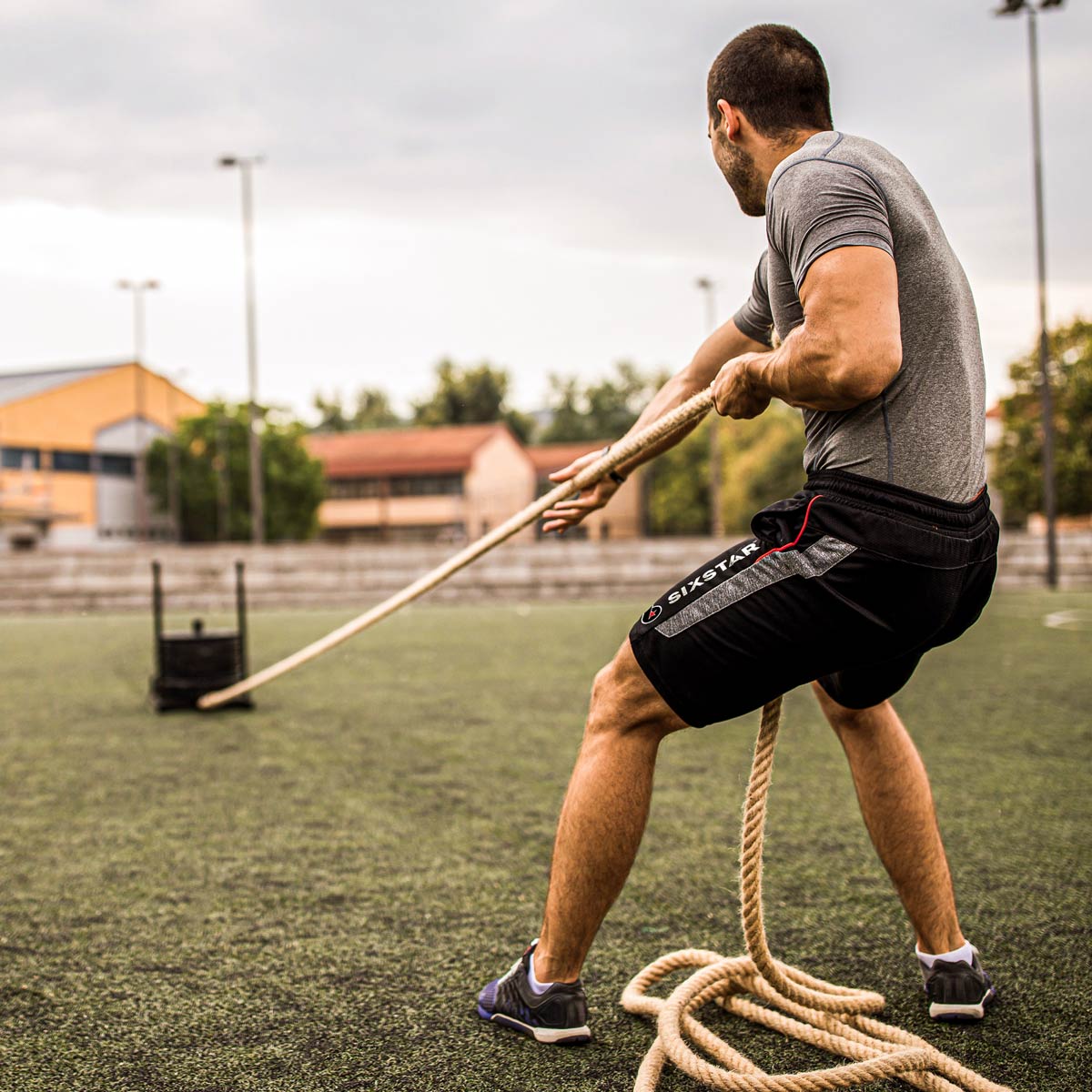 Training outdoors - Sled pull exercise