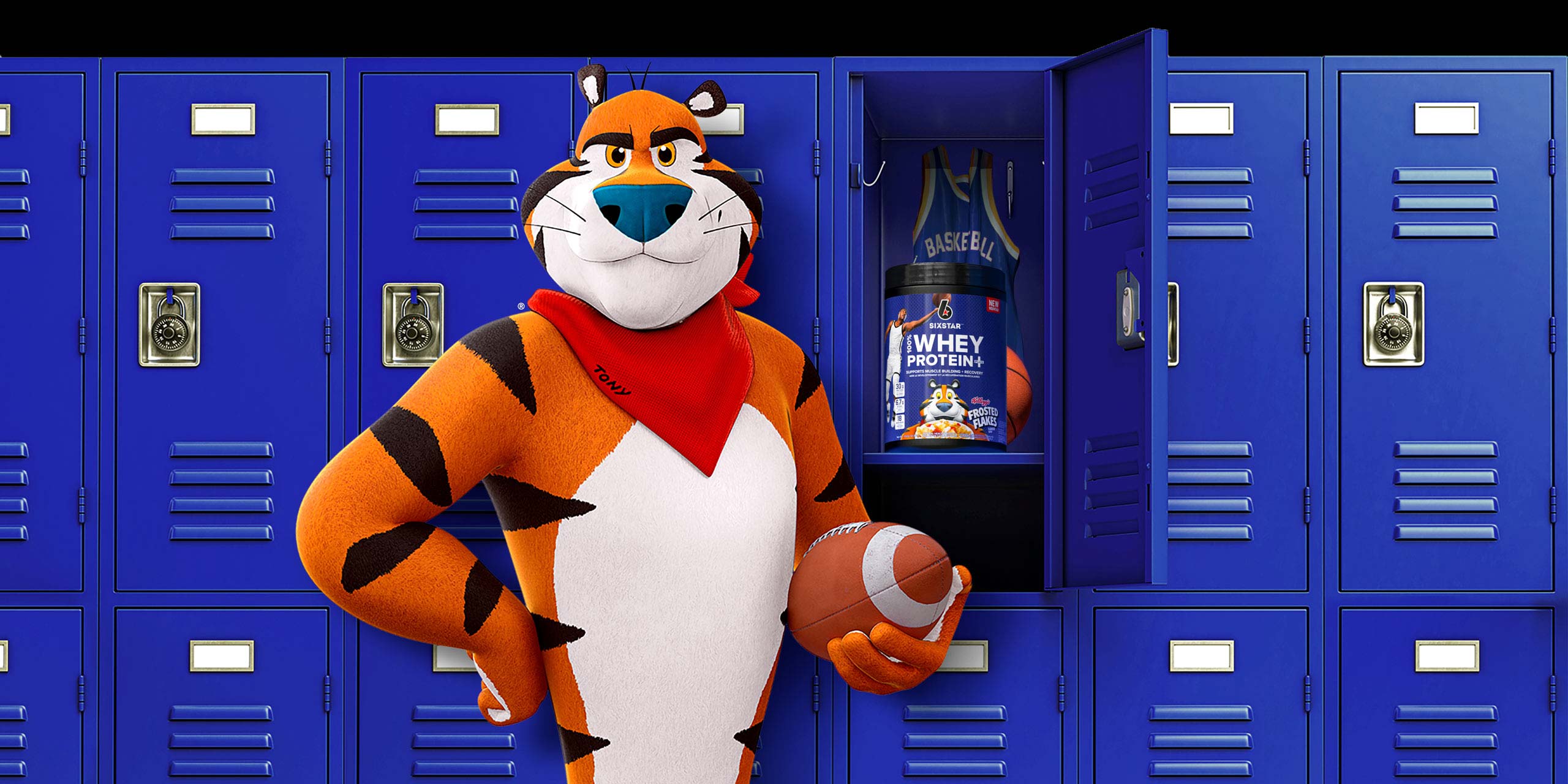 100% Whey Protein Plus Kellogg's Frosted Flakes® at school